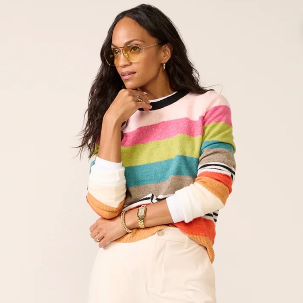 Michael Stars Cozy Knit Crewneck Sweater in Happy Stripe